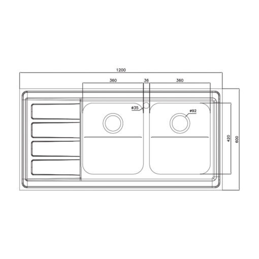 سینک دو لگنه فانتزی 764 روکار
